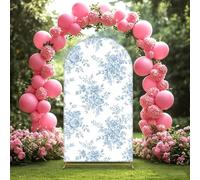 Chickwin Arch Cover Backdrop, Elastic Balloon Arch Backdrop 3D Retro Flowers Sailboards Background, Background Stand Covers for Wedding & Party Decoration (Blue 1,6FT)