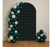 Chickwin Arch Cover Backdrop, Elastic Balloon Arch Backdrop Check Print Sailboards Background, Background Stand Covers for Wedding & Party Decoration (Blue Green 3,5FT)