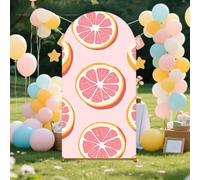 Chickwin Arch Cover Backdrop, Fruit Print Balloon Arch Backdrop Elastic Sailboards Background, Background Stand Covers for Party Decoration (Grapefruit,5FT)