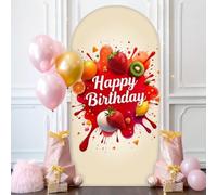Chickwin Arch Cover Backdrop, Fruit Print Balloon Arch Backdrop Elastic Sailboards Background, Background Stand Covers for Party Decoration (Strawberry 4,7.2FT)