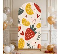 Chickwin Arch Cover Backdrop, Fruit Print Balloon Arch Backdrop Elastic Sailboards Background, Background Stand Covers for Party Decoration (Strawberries 1,6FT)