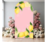 Chickwin Arch Cover Backdrop, Fruit Print Balloon Arch Backdrop Elastic Sailboards Background, Background Stand Covers for Party Decoration (Lemon 1,6.6FT)