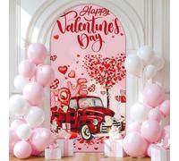 Chickwin Arch Cover Backdrop, Valentine's Day Balloon Arch Backdrop Elastic Sailboards Background, Background Stand Covers for Party Decoration (Pink 4,7.2FT)