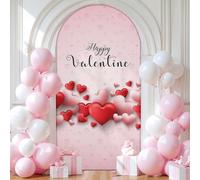 Chickwin Arch Cover Backdrop, Valentine's Day Balloon Arch Backdrop Elastic Sailboards Background, Background Stand Covers for Party Decoration (Heart 4,7.2FT)