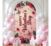 Chickwin Arch Cover Backdrop, Valentine's Day Balloon Arch Backdrop Elastic Sailboards Background, Background Stand Covers for Party Decoration (Pink 2,4FT)