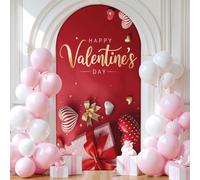 Chickwin Arch Cover Backdrop, Valentine's Day Balloon Arch Backdrop Elastic Sailboards Background, Background Stand Covers for Party Decoration (Colour D,6.6FT)