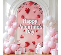 Chickwin Arch Cover Backdrop, Valentine's Day Balloon Arch Backdrop Elastic Sailboards Background, Background Stand Covers for Party Decoration (Colour A,4FT)