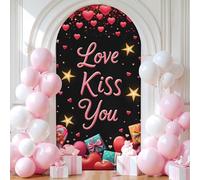 Chickwin Arch Cover Backdrop, Valentine's Day Balloon Arch Backdrop Elastic Sailboards Background, Background Stand Covers for Party Decoration (Colour H,4FT)