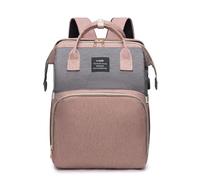 Chickwin Baby Changing Bags, Large Nappy Changing Backpacks Multi-Function Baby Changing Rucksack with Portable Changing Mat Baby Travel Bag for Mum and Dad (31x20x41cm,Pink Grey)