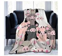 Chickwin Bed Throw Flannel Blankets, 3D Cute Animal Print Microfiber Lightweight Cozy Fluffy Warm Home Bed Cover Bedspread All Season for Adults Couple Couch/Sofa Bed (130x150cm,Piggy)