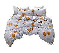 Chickwin Bedding Sets Duvet Cover, Single Double Super King Prevent Allergy Soft and Comfortable Color 3Pcs, duvet cover, 2* matching pillowcases (orange,King)