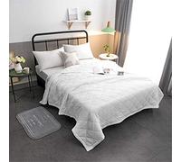 Chickwin Bedspread Quilted Throw for All Season Soft Microfiber Quilt Single Double Super King Size Easy Care Sofa Bed Cover Decorative Coverlet Modern Style (White,150x200cm)