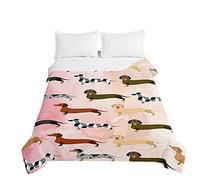 Chickwin Bedspreads Quilted for Single Double King & Super King Size, 3D Dachshund Print Coverlets Microfiber Embossed Coverlets Lightweight Quilt Bed Throw (Cute Puppy,220x240cm)