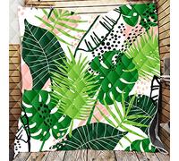 Chickwin Bedspreads Quilted for Single Double King & Super King Size,3D Tropical Plants Print Coverlets Microfiber Coverlets Lightweight Quilt Bed Throw for All Season (Green Leaf,226x260cm)