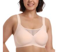 Chickwin Bras Women Plus Size, Wireless Full Coverage Support Push Up Bra S-3XL Soft Comfort Breathable Non Wired Bralette with Adjustable Straps & Rear Buckle for Everyday (Apricot Color,XL)