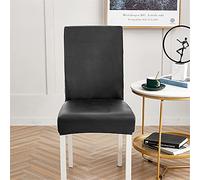 Chickwin Chair Covers for Dining Chair 1 2 4 6 PCS, Solid color Leather High Back Stretch Slipcovers for Hotel Dining Room Party, Removable Washable (Black,1 PCS)