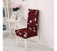 Chickwin Chair Covers for Dining Chair 2/4/6/10PCS, Fashion High Back Stretch Chair Cover for Hotel Party Room Spandex Removable Washable Chair Cover Slipcovers (4 PCS,Burgundy-flower)