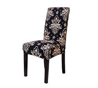 Chickwin Chair Covers for Dining Chair 2/4/6/10PCS, High Back Stretch Chair Cover for Hotel Party Room Spandex Removable Washable Chair Cover Slipcovers (6 PCS,Black gold)