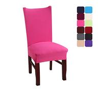 Chickwin Chair Covers for Dining Chair 2/4/6/10PCS, Pure color Universal High Back Stretch Modern Chair Cover for Hotel Party Room Spandex Removable Washable Chair Cover Slipcovers (6 PCS,Pink)