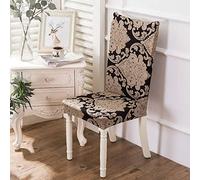 Chickwin Chair Covers for Dining Chair 2/4/6PCS, High Back Stretch Chair Cover for Hotel Dining Room Party Spandex Removable Washable Chair Cover Slipcovers (4 PCS,Black gold flower)