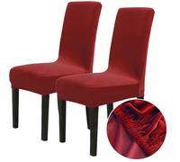 Chickwin Chair Covers for Dining Chair 2/4/6PCS, Solid color Universal High Back Stretch Velvet Chair Cover for Party Room Spandex Removable Washable Chair Cover Slipcovers (2 PCS,Red wine)