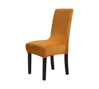 Chickwin Chair Covers for Dining Chair 2/4/6PCS, Solid color Universal High Back Stretch Velvet Chair Cover for Party Room Spandex Removable Washable Chair Cover Slipcovers (2 PCS,Orange)