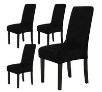Chickwin Chair Covers for Dining Chair 2/4/6PCS, Solid color Universal High Back Stretch Velvet Chair Cover for Party Room Spandex Removable Washable Chair Cover Slipcovers (4 PCS,Black)