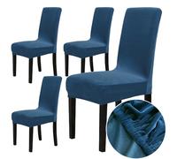 Chickwin Chair Covers for Dining Chair 2/4/6PCS, Solid color Universal High Back Stretch Velvet Chair Cover for Party Room Spandex Removable Washable Chair Cover Slipcovers (4 PCS,Royal blue)