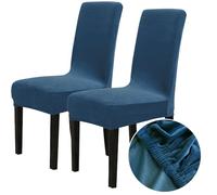 Chickwin Chair Covers for Dining Chair 2/4/6PCS, Solid color Universal High Back Stretch Velvet Chair Cover for Party Room Spandex Removable Washable Chair Cover Slipcovers (2 PCS,Royal blue)