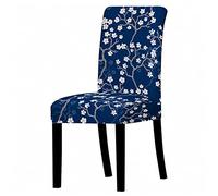 Chickwin Chair Covers for Dining Chairs 1 2 4 6 8, Floral Pattern Chair Slipcovers High Back Universal Elastic Stretch Washable Chair Slipcovers for Dining Room (White Flowers,4 Pieces)