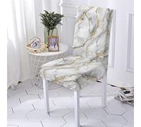 Chickwin Chair Covers for Dining Chairs 4 2 6 PCS, 3D Marble Print High Back Stretch Chair Cover for Hotel Dining Room Party Removable Washable Chair Cover Slipcovers (light grey,2 PCS)