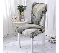 Chickwin Chair Covers for Dining Chairs 4 2 6 PCS, 3D Marble Print High Back Stretch Chair Cover for Hotel Dining Room Party Removable Washable Chair Cover Slipcovers (dark grey,6 PCS)