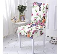 Chickwin Chair Covers for Dining Chairs 6 4 2 PCS, Elegant Floral Print High Back Stretch Chair Cover Washable Removable Chair Cover Slipcovers for Dining Room Party Hotel (pink flower,1 PCS)