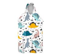 Chickwin Changing Robe Towel Poncho for Adult Kid, Dinosaur Printed Quick Dry Poncho with Hooded Swim Beach Towel Microfibre Beach Surfing Swimming Robe (Blue dinosaur,75x145cm)