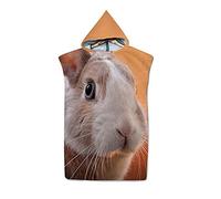 Chickwin Changing Robe Towel Poncho for Adult Kid Quick Dry Poncho with Hooded Animal Print Swim Beach Towel Microfibre Beach Surfing Swimming Robe (75x110cm,Cute rabbit)