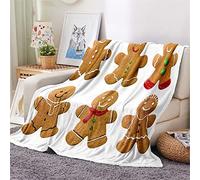 Chickwin Christmas Blankets Throws, 3D Gingerbread Pattern Large Fleece Xmas Blanket Flannel Throw Blanket for Bed Sofa, Microfiber Soft Warm Fluffy Winter Blankets (Gingerbread,130x150cm)