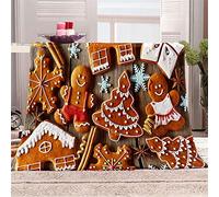 Chickwin Christmas Blankets Throws, 3D Gingerbread Pattern Large Fleece Xmas Blanket Flannel Throw Blanket for Bed Sofa, Microfiber Soft Warm Fluffy Winter Blankets (Snowflake,80x120cm)
