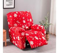 Chickwin Christmas Day Recliner Sofa Covers 1 Seate, Red Recliner Chair Cover 4-Piece Set Elastic Recliner Chair Covers Armchair Covers for Recliner Chairs for Furniture Protector (Snowflakes)