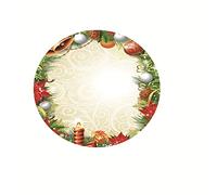 Chickwin Christmas Round Fitted Tablecloth Waterproof Dust-Proof Wipe Clean 3d Christmas Ball Decoration Table Cover Elastic Edged, Table Protector for Kitchen Patio Dining Room (wreath,100cm)