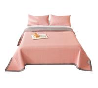Chickwin Cotton Linen Quilted Bedspreads, Quilted Bedspread Bed Throw Reversible Embossed Quilted Bedspread Soft Over Large Patchwork Quilts Bed Cover Blanket (200x230cm,Pink)