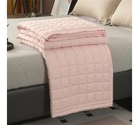 Chickwin Coverless Duvet 4.5 Tog Quilted Bedspreads Double Single King, Small checkered Reversible Lightweight Microfiber Coverlets Quilt Comforter Easy Care Sofa Blanket Throw (Blush Pink,200x230cm)