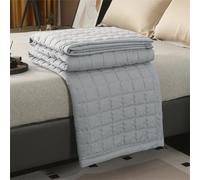 Chickwin Coverless Duvet 4.5 Tog Quilted Bedspreads Double Single King, Small checkered Reversible Lightweight Microfiber Coverlets Quilt Comforter Easy Care Sofa Blanket Throw (Grey,200x230cm)