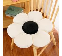 Chickwin Cute Flower Pillow, Daisy Flower Cushion Soft Plush Seating Cushion Flower Shaped Aesthetic Pillows for Bedroom Sofa Chair Cute Room Decor (White Black,38cm)
