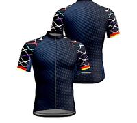 Chickwin Cycling Tops for Men Short Sleeve, Polka Dot Print Summer Men's Cycling Jerseys Mountain Biking Jersey,Comfortable Mesh Quick Dry Bike Shirt,MTB Road Bicycle T-Shirt Top-A Dark Blue