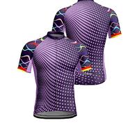 Chickwin Cycling Tops for Men Short Sleeve, Polka Dot Print Summer Men's Cycling Jerseys Mountain Biking Jersey,Comfortable Mesh Quick Dry Bike Shirt,MTB Road Bicycle T-Shirt Top-A Purple