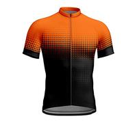 Chickwin Cycling Tops for Men Short Sleeve, Polka Dot Triangle Pattern Summer Men's Cycling Jerseys Mountain Biking Jersey, Mesh Quick Dry Bike Shirt, MTB Road Bicycle T-Shirt Top Orange