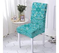 Chickwin Dining Chair Slipcovers Set of 1 2 4 6 8, Mandala Style Chair Covers High Back Universal Elastic Stretch Washable Removable Chair Slipcovers for Dining Room (Blue,2 Pieces)