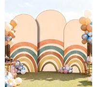 Chickwin Elastic Arch Cover Backdrop Rainbow Print (Beige,55x120cm)