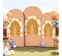 Chickwin Elastic Arch Cover Backdrop Rainbow Print (Brown,100x200cm)