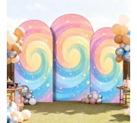 Chickwin Elastic Arch Cover Backdrop Rainbow Print (Swirl,122 x 220 m)